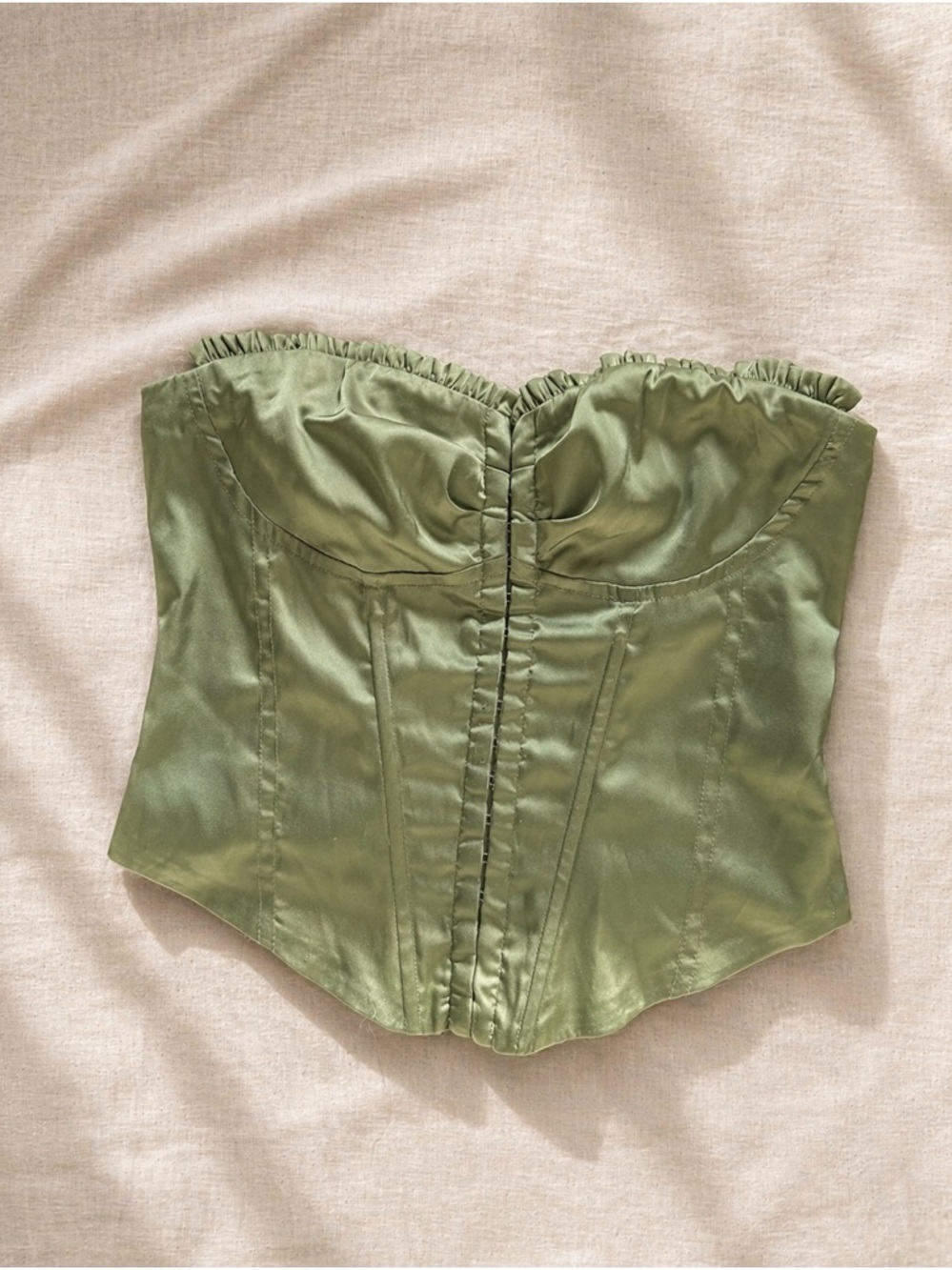 Princess Polly women’s olive Green Satin Corset Bustier Top size 4